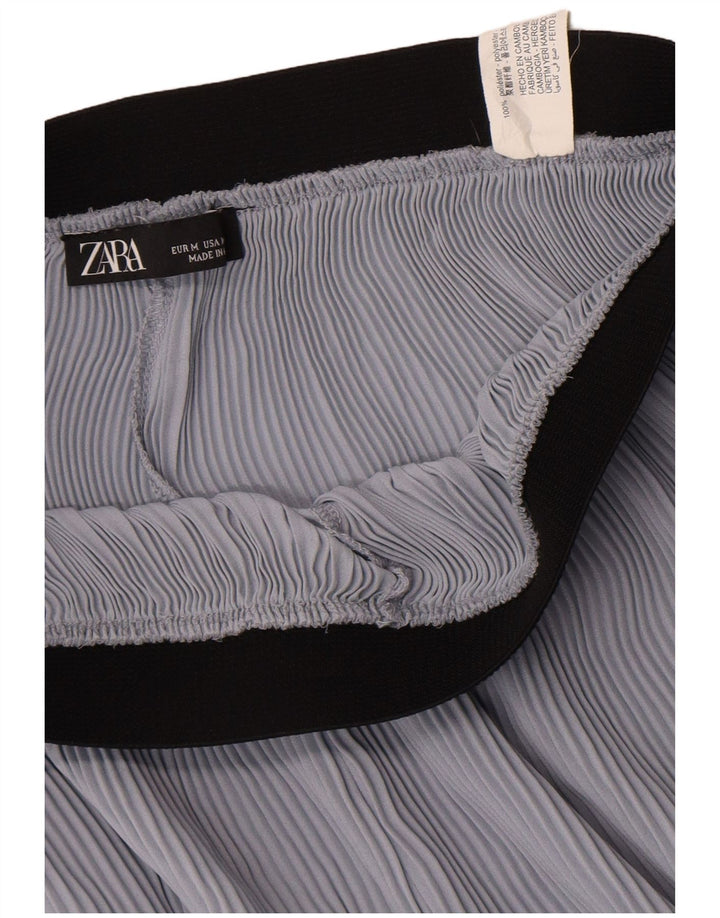 Zara Mujer Cullotes Capri Pantalón Mediano W28 L21 Azul Colorblock