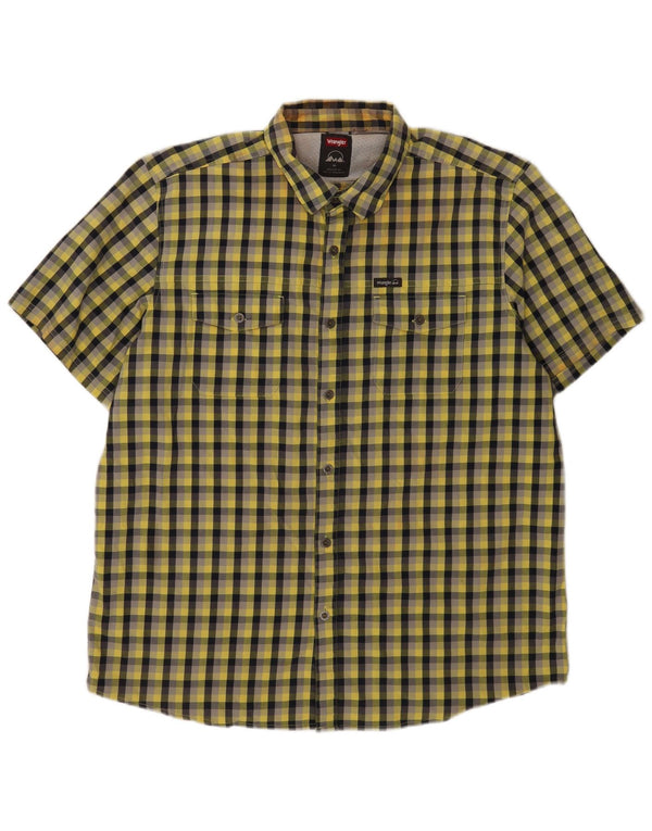 Wrangler Mens Short Sleeve Regular Fit Shirt XL Yellow Gingham Cotton