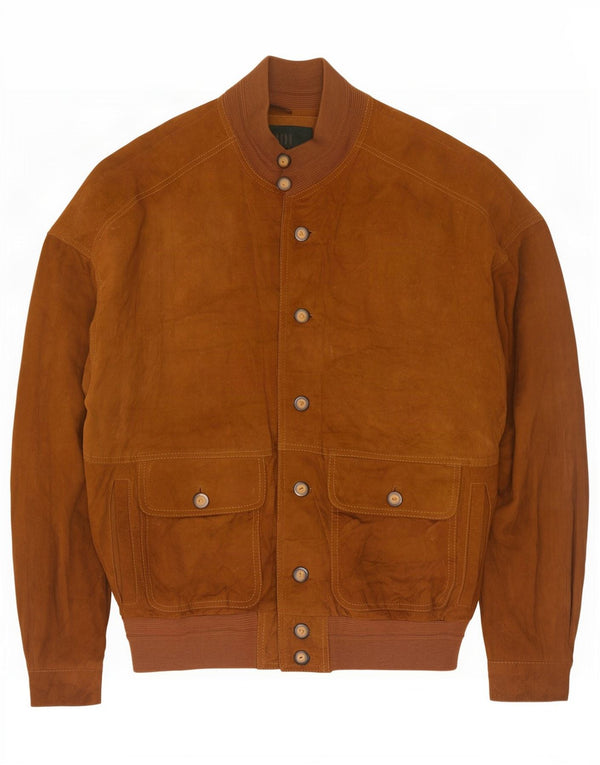 Vintage hombres ante bomber chaqueta Reino Unido 42 XL cuero marrón