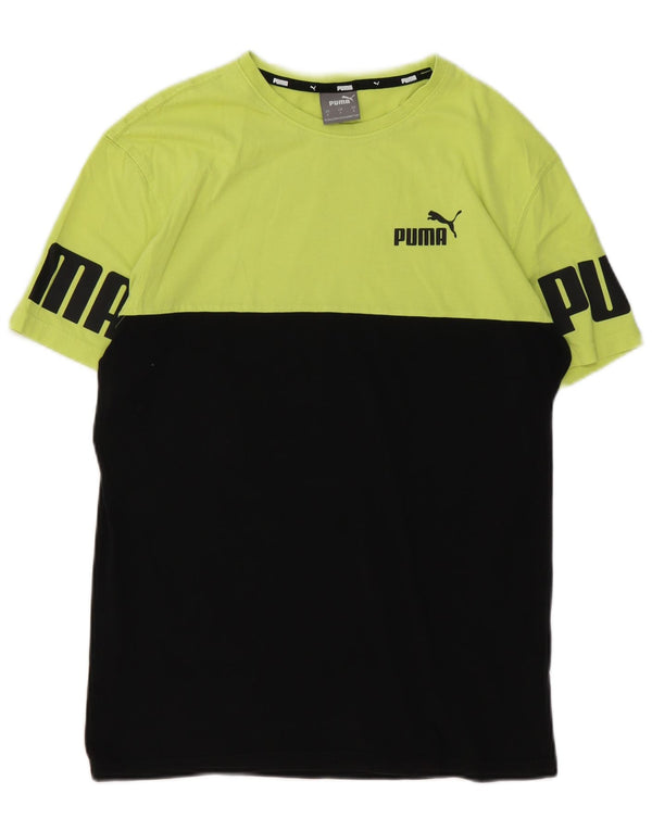 Puma Camiseta gráfica para hombre Top Small Black Colourblock Cotton