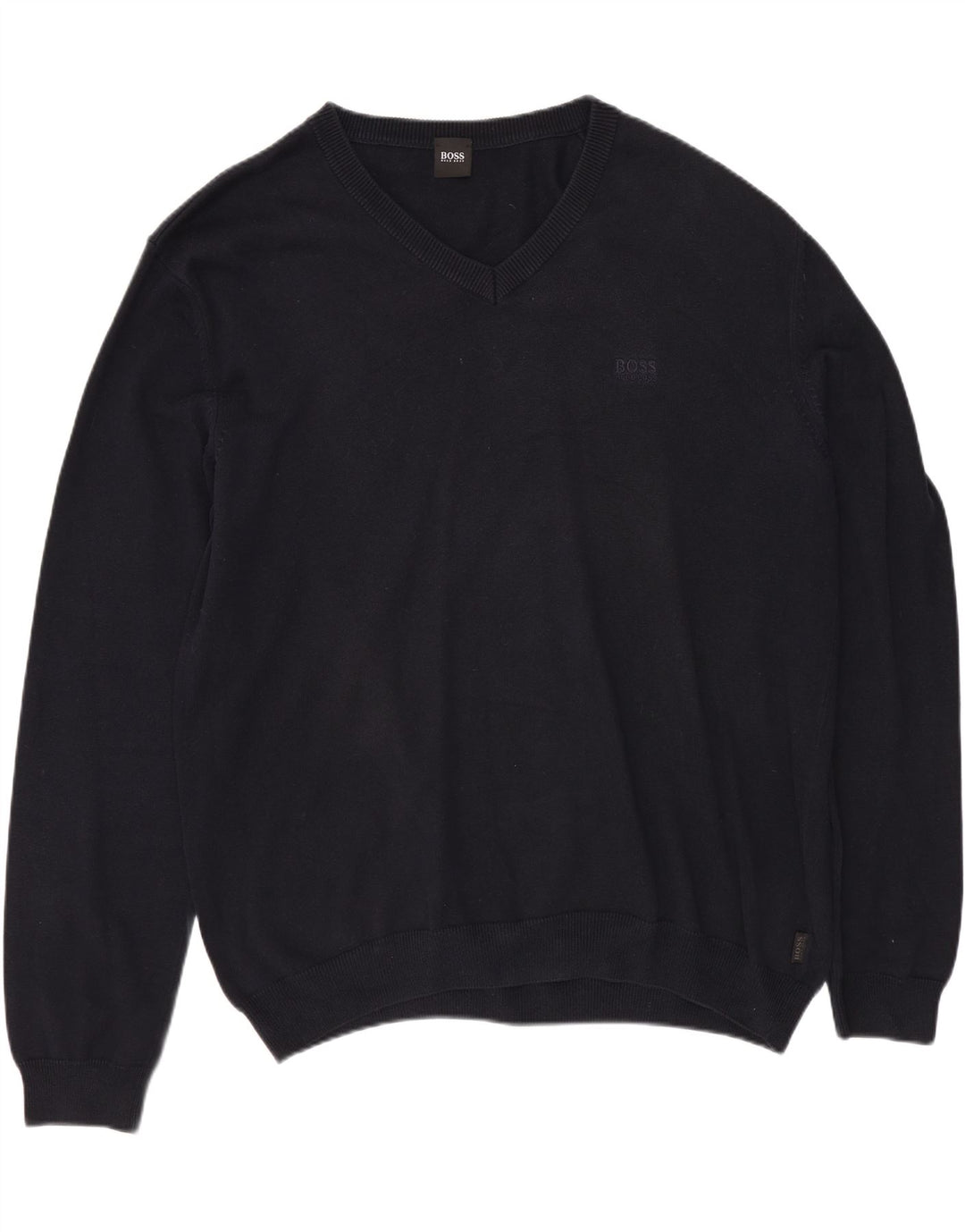 HUGO BOSS Jersey con cuello en V para hombre XL Azul marino Algodón