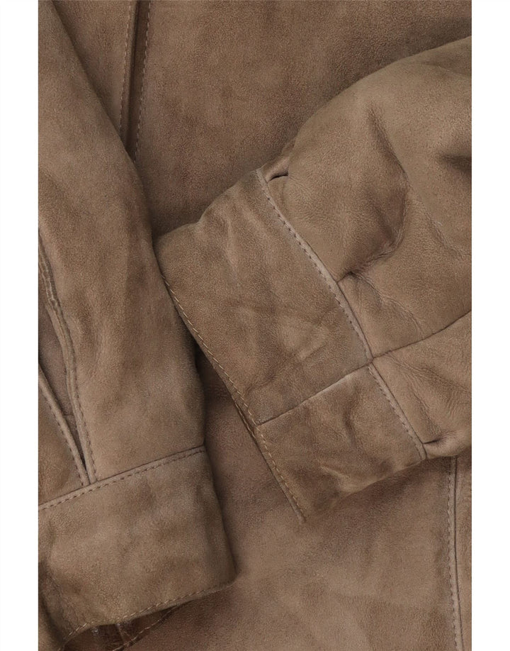 Vintage mujer shearling abrigo Reino Unido 14 marrón medio
