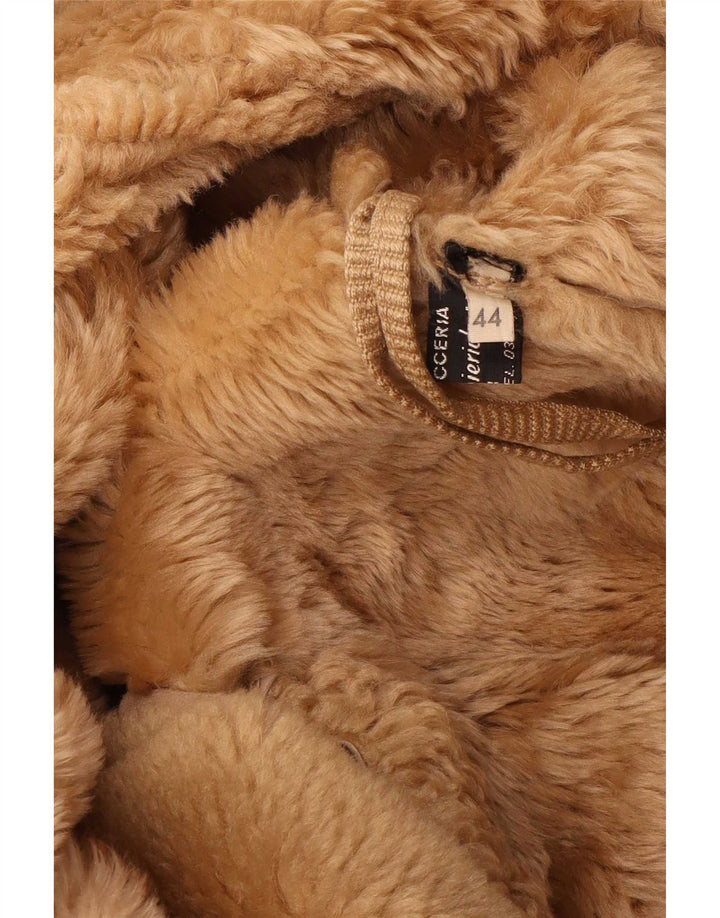 Abrigo de piel de oveja vintage para mujer IT 44 Cuero beige medio