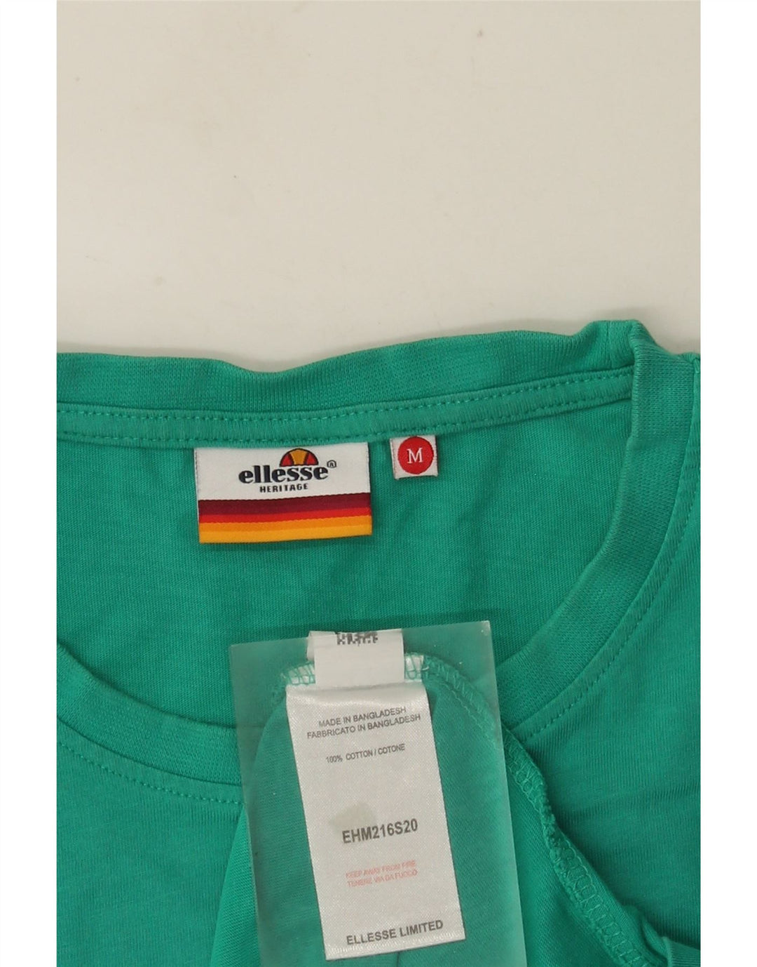 ELLESSE Mens Heritage Graphic Camiseta Top Algodón Turquesa Medio
