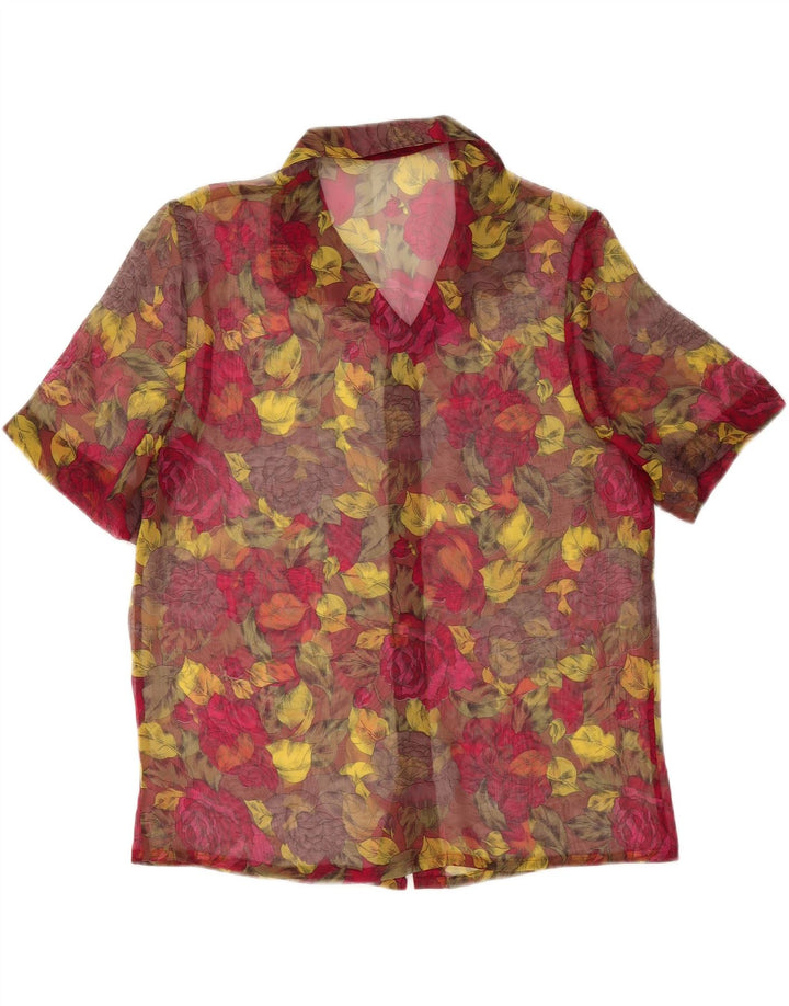 VINTAGE Womens See Through Shirt Blouse UK 14 Medium Multicoloured Floral Vintage Vintage and Second-Hand Vintage from Messina Hembry 