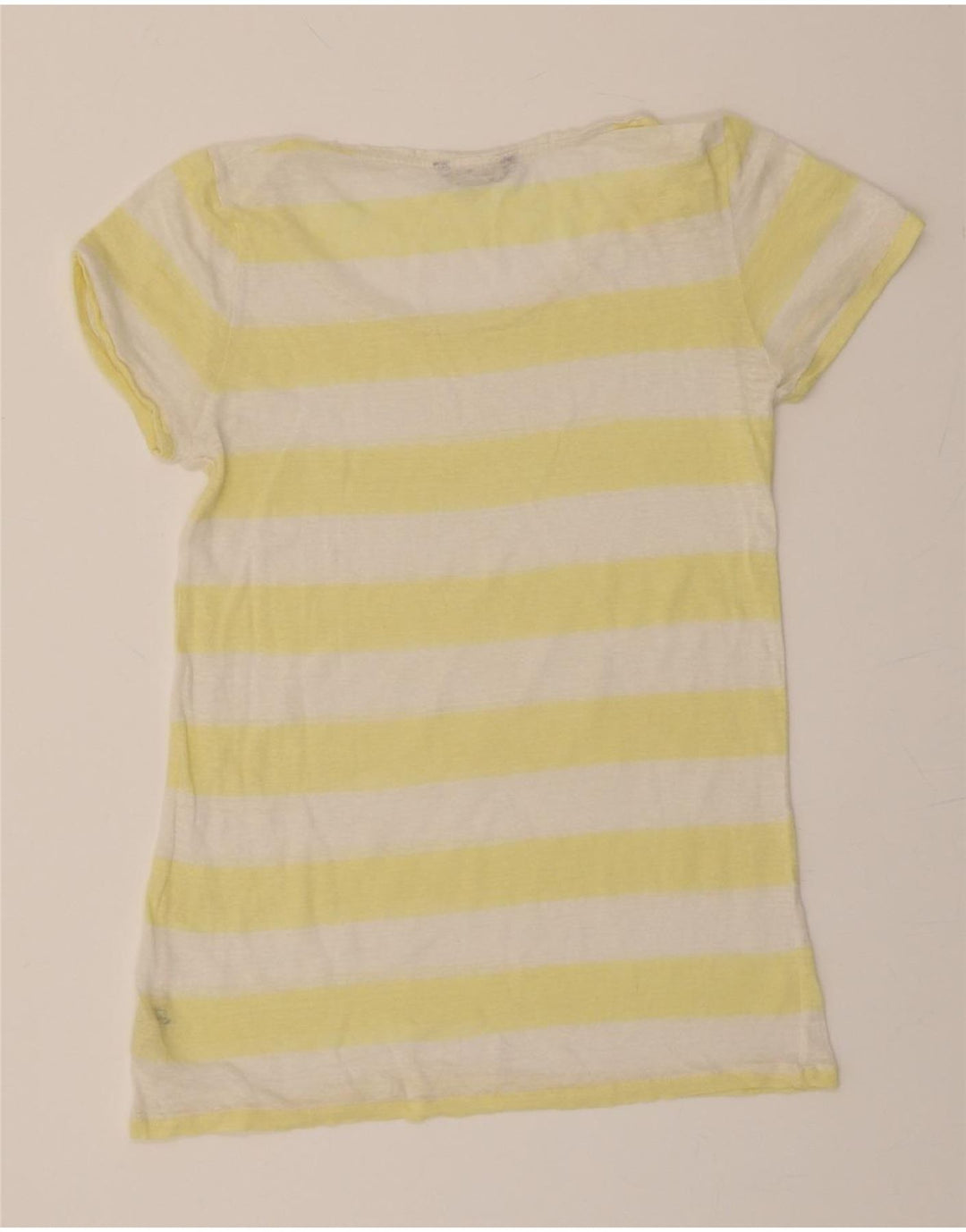 MASSIMO DUTTI Womens T-Shirt Top UK 12 Medium Yellow Striped Vintage Massimo Dutti and Second-Hand Massimo Dutti from Messina Hembry 