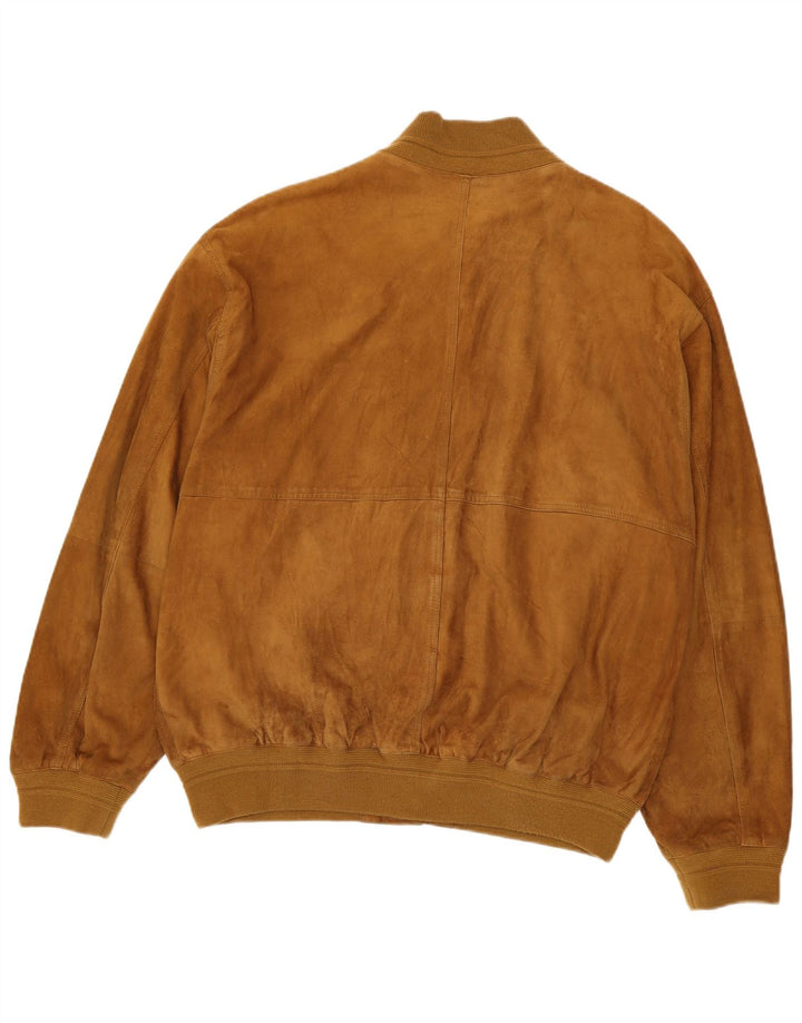 Luca D'altieri Chaqueta bomber de ante para hombre IT 56 3XL Cuero marrón