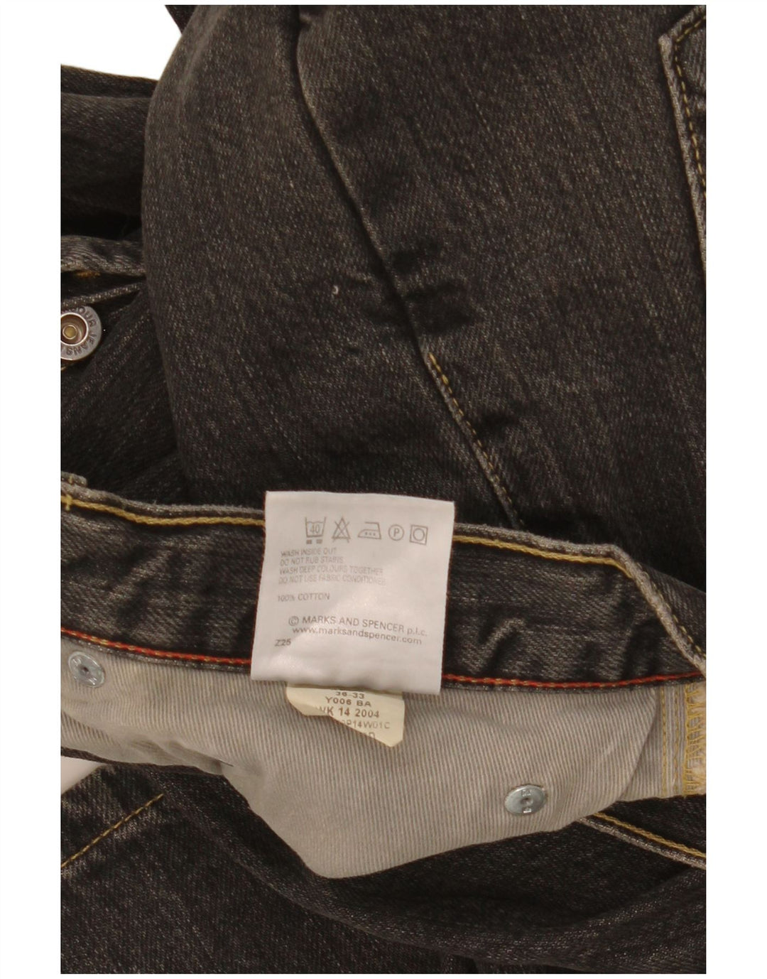 Marks & Spencer Vaqueros rectos para hombre W36 L33 Algodón negro