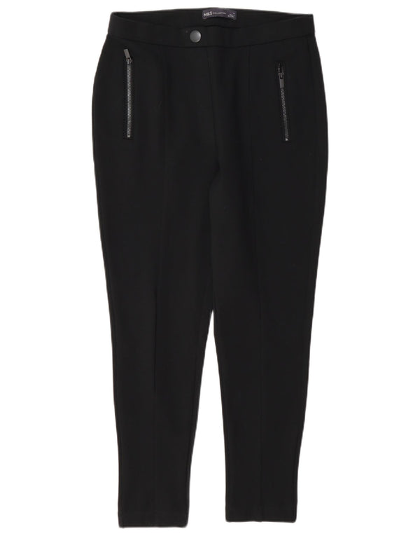 Marks & Spencer Pantalones informales ajustados para mujer UK 10 Small W27 L24 Negro
