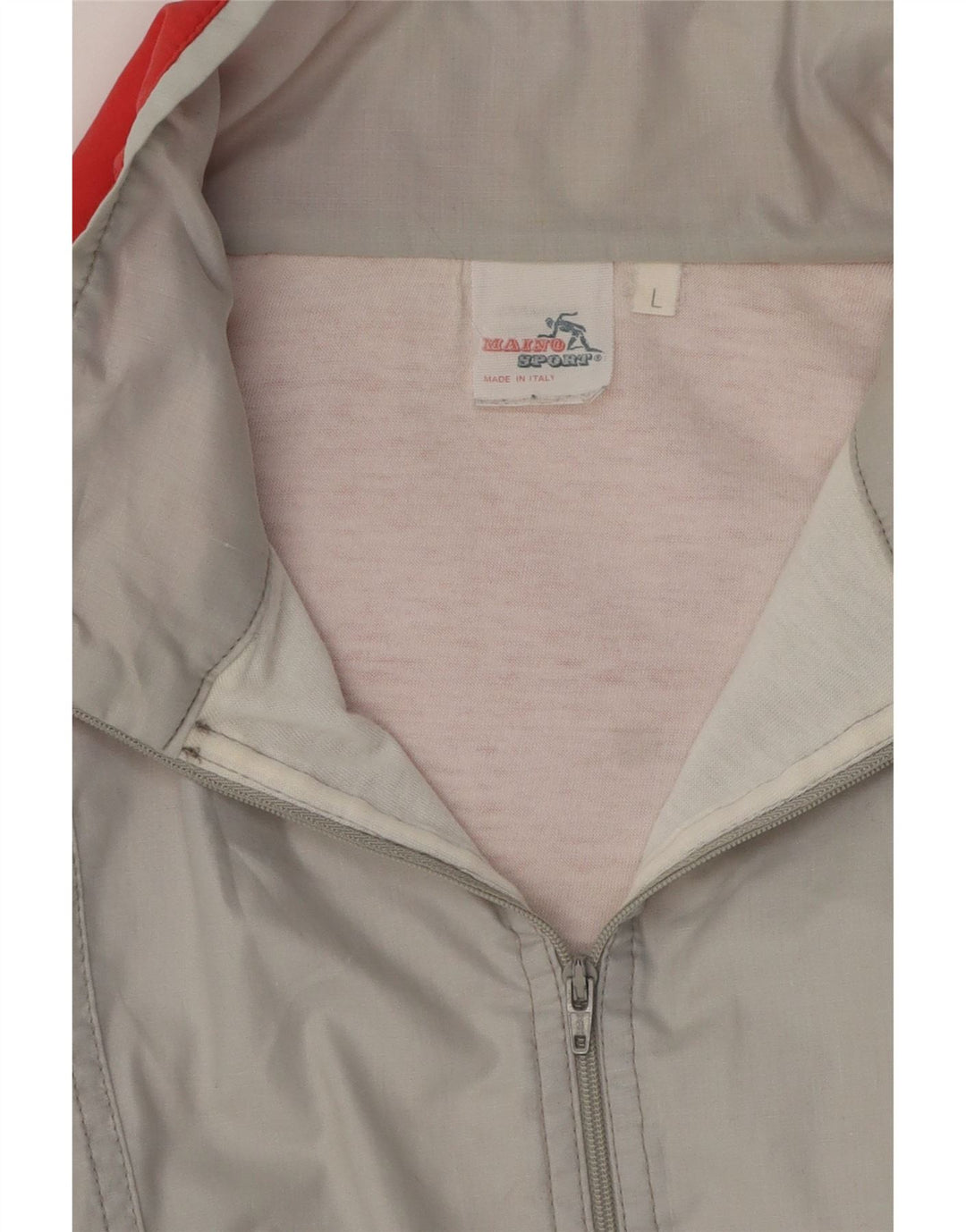 Vintage hombres pullover chándal top chaqueta grande gris colorblock algodón