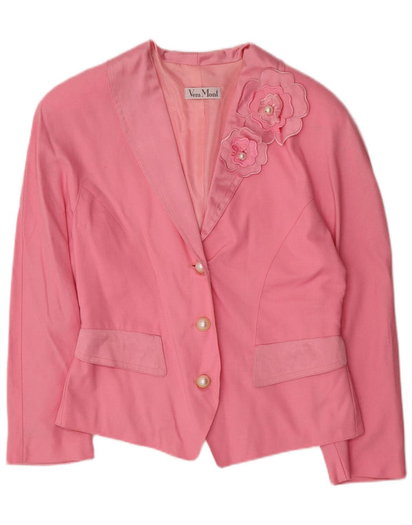 VERA MONT Chaqueta tipo blazer de 3 botones para mujer UK 40 Mediano Rosa Floral