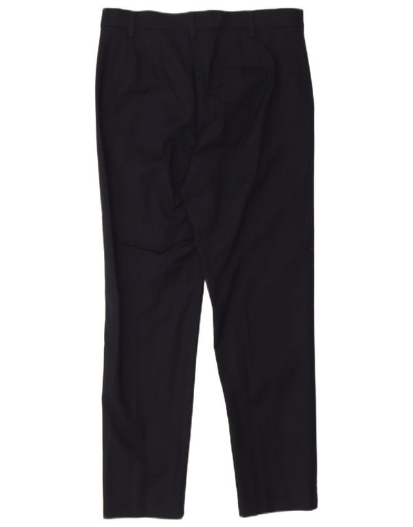Marks & Spencer Pantalones informales ajustados para mujer UK 12 Medium W30 L26 Azul marino