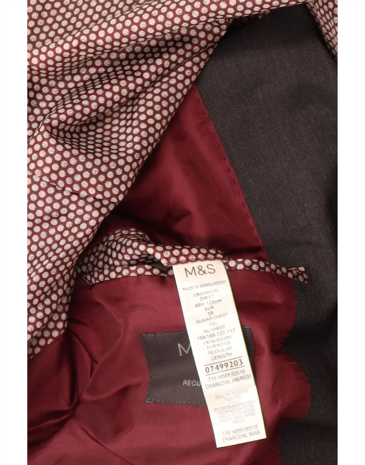 Marks & Spencer Chaqueta tipo blazer de corte regular con 2 botones para hombre UK 48 4XL Gris
