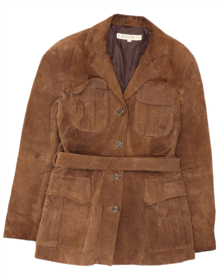 Zabaione Chaqueta de ante para mujer UK 44 Cuero marrón grande