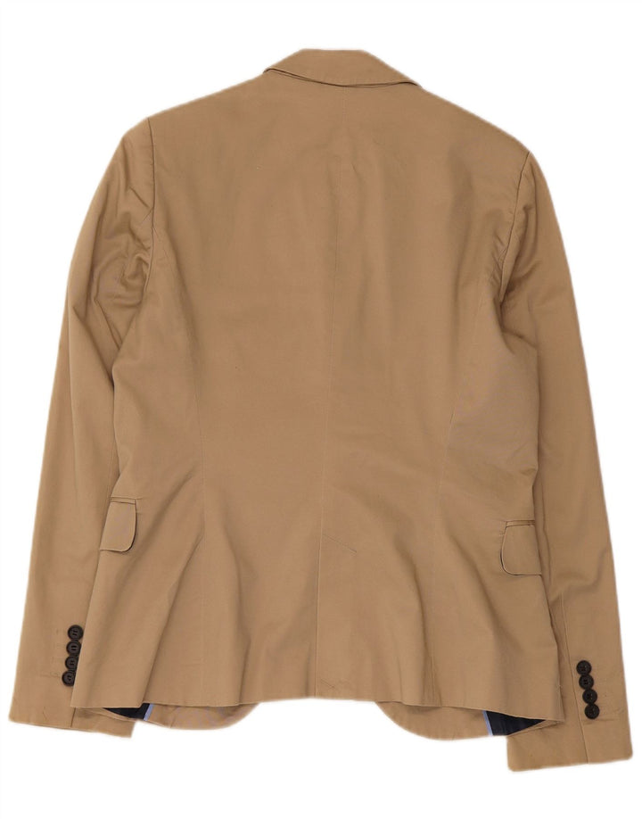 Zara Chaqueta Blazer De 1 Botón para Mujer Reino Unido 44 Grande Algodón Beige