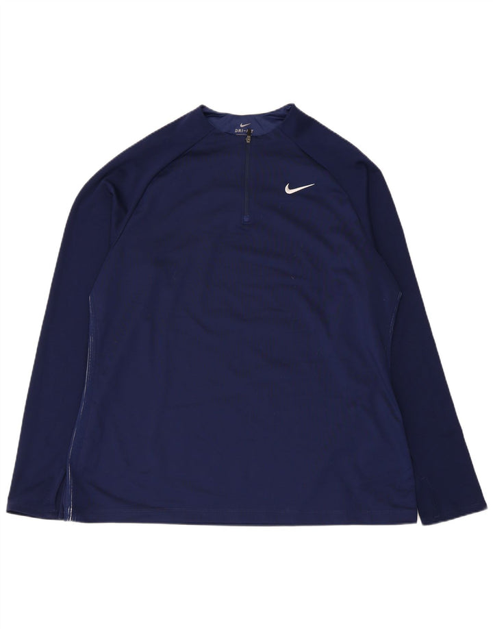 Nike Dri Fit - Chándal con cremallera y cuello para hombre, talla XL, poliéster, color azul marino