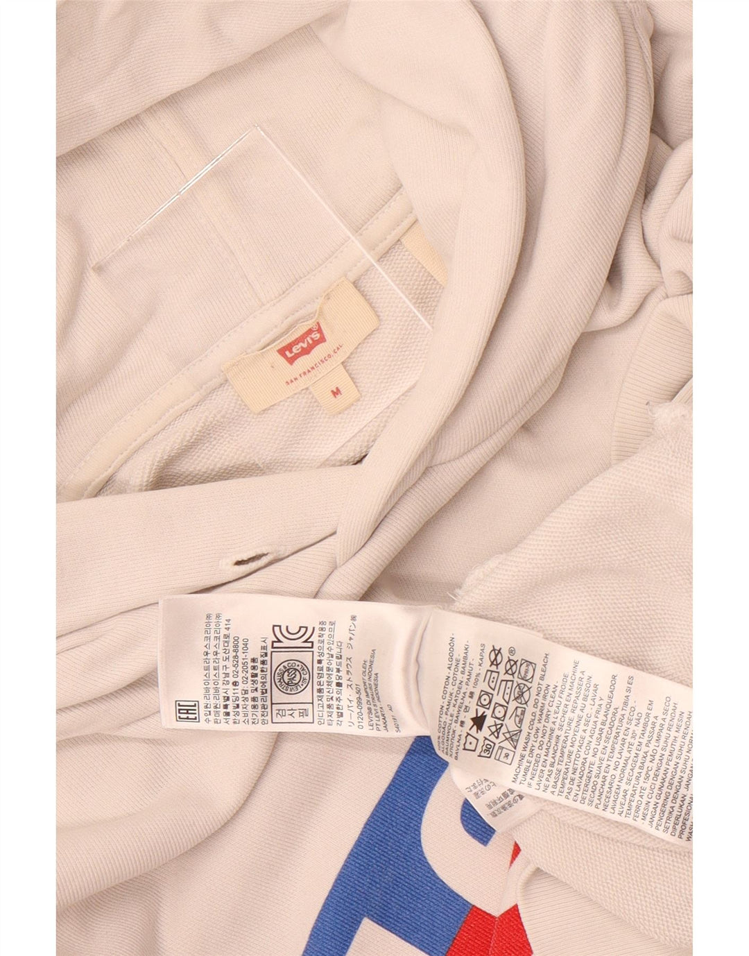 Levi's Jersey con capucha de gran tamaño con gráfico para mujer Reino Unido 14 Algodón blanco mediano
