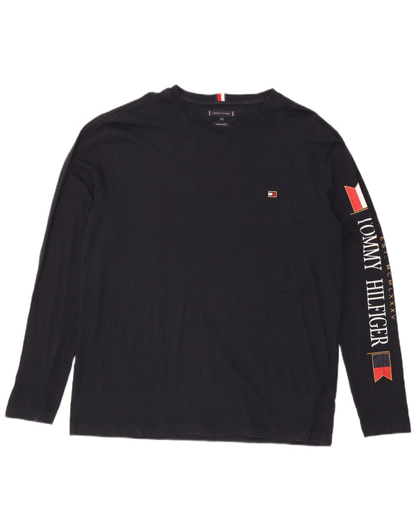 Tommy Hilfiger Top gráfico alto para hombre manga larga 2XL algodón azul marino