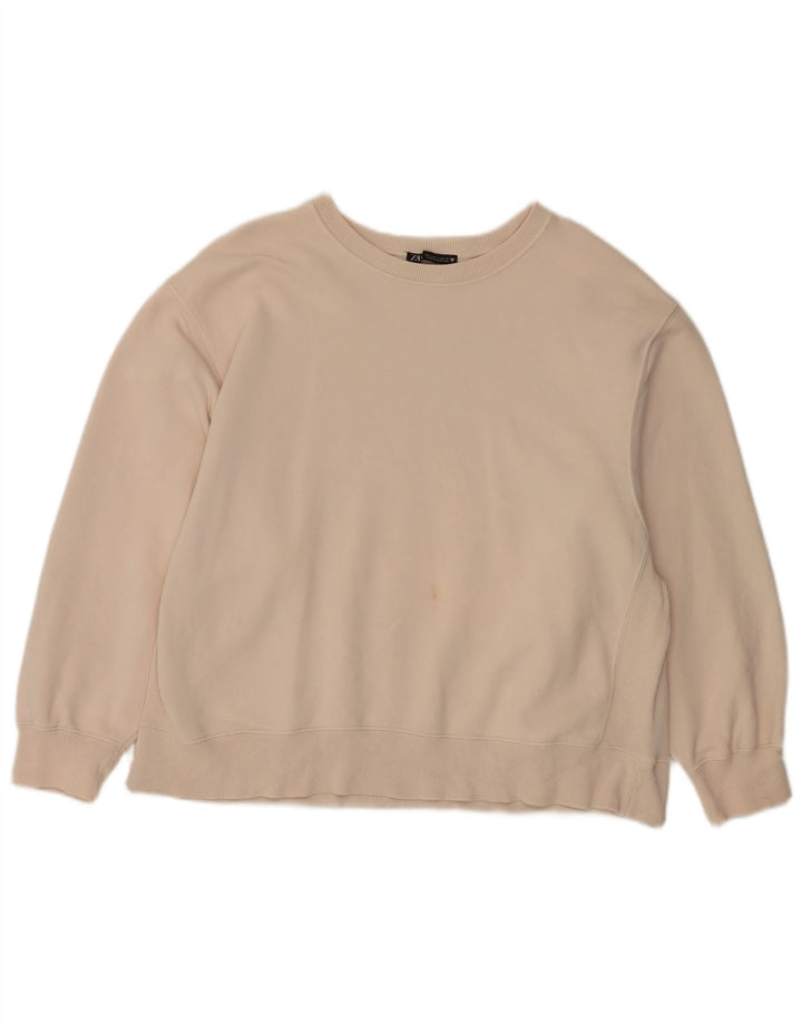 Zara Mujer Sudadera Extragrande Jersey UK 46 Grande Algodón Beige