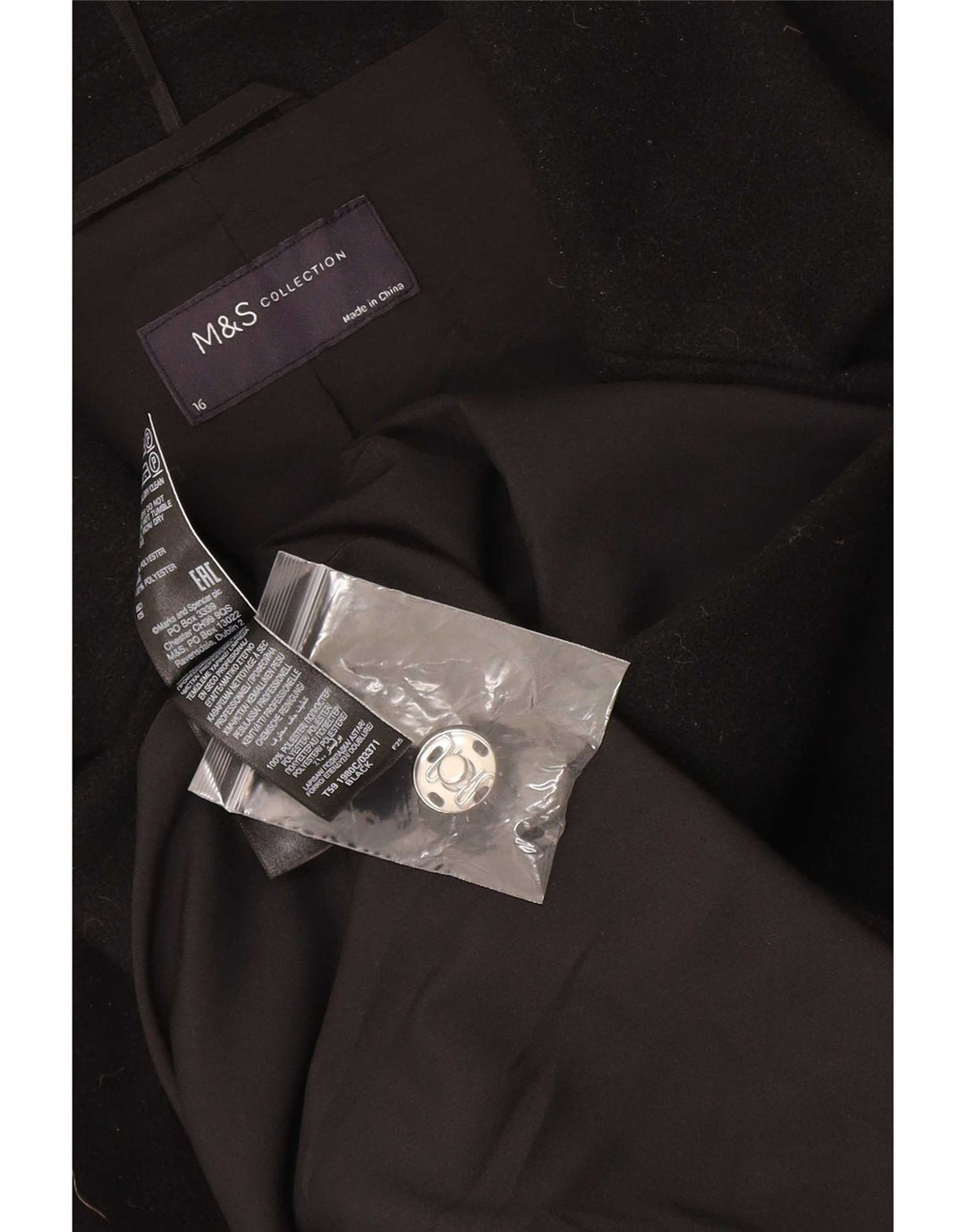 Marks & Spencer Abrigo para mujer UK 46 Grande Poliéster negro