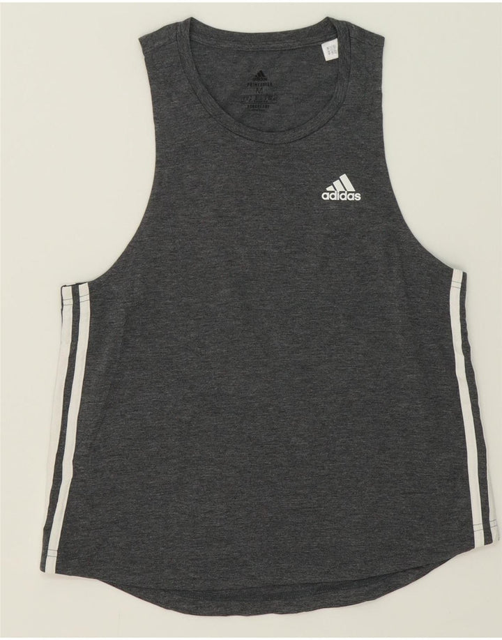 ADIDAS Womens Aeroready Vest Top UK 12/14 Medium Grey Polyester Vintage Adidas and Second-Hand Adidas from Messina Hembry 
