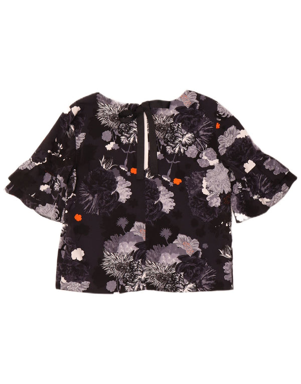 Topshop Blusa extragrande para mujer UK 6 XS Poliéster floral negro