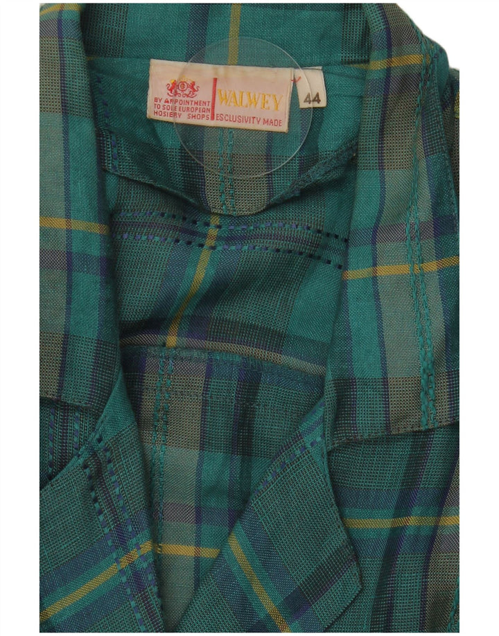 Vintage mujer 3 botones Blazer chaqueta EU 44 XL azul comprobar