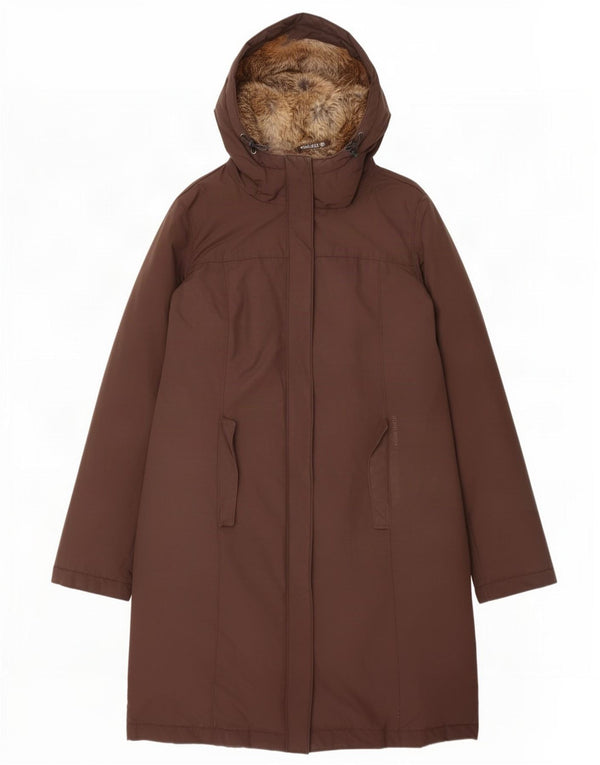 Abrigo acolchado con capucha Woolrich para mujer UK 18 XL Algodón marrón