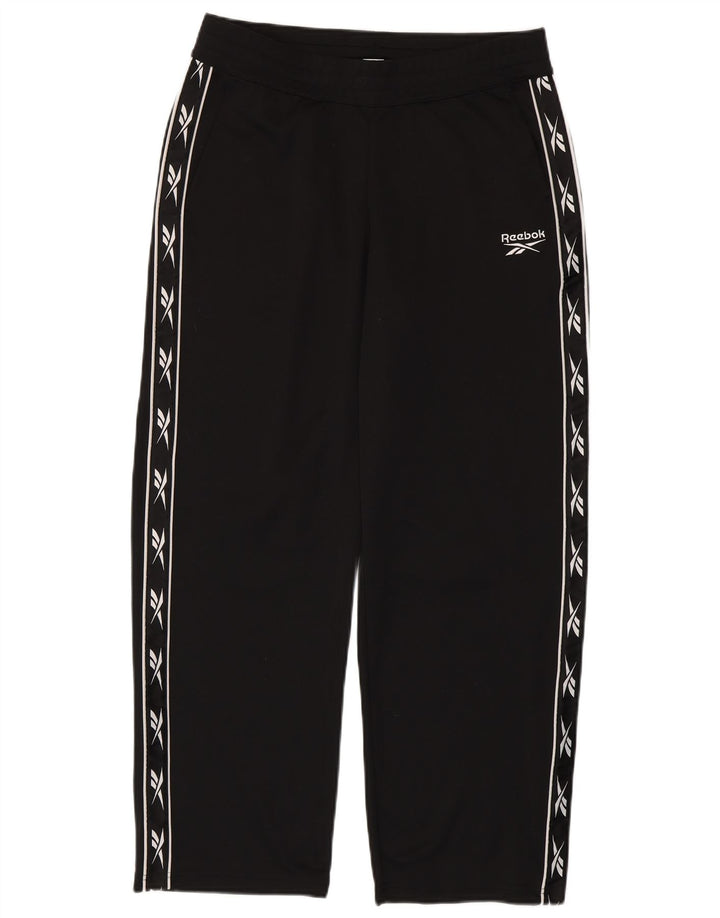 REEBOK Womens Graphic Tracksuit Trousers UK 14 Medium  Black Polyester