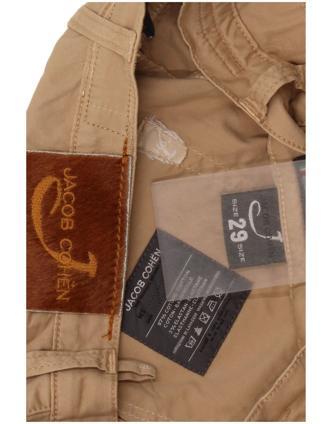 Jacob Cohen Pantalones cortos rectos para hombre W29 L26 Algodón beige