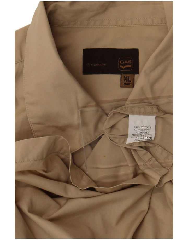 Camisa Gas Hombre Manga Corta XL Algodón Beige