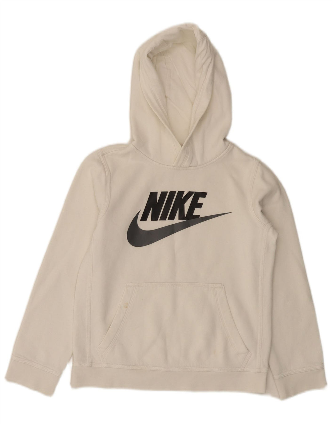 NIKE - Sudadera con capucha para niños, diseño gráfico, ajuste estándar, 10-11 años, talla mediana, color blanco