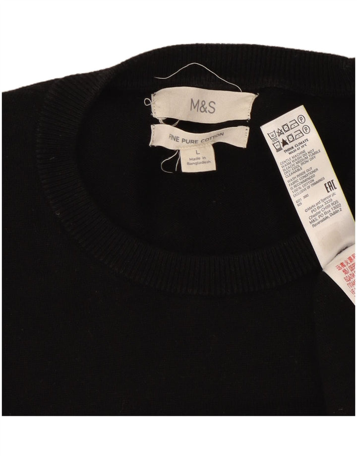 Marks & Spencer - Jersey de cuello redondo para hombre, talla grande, algodón negro