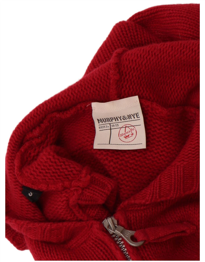 MURPHY & NYE Suéter tipo cárdigan con capucha para mujer UK 10 Small Borgoña
