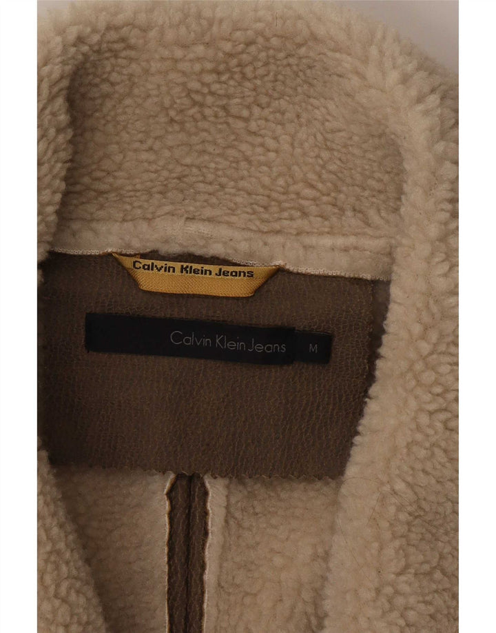 Calvin Klein Jeans Chaqueta Sherpa para Mujer UK 14 Poliéster Marrón Medio