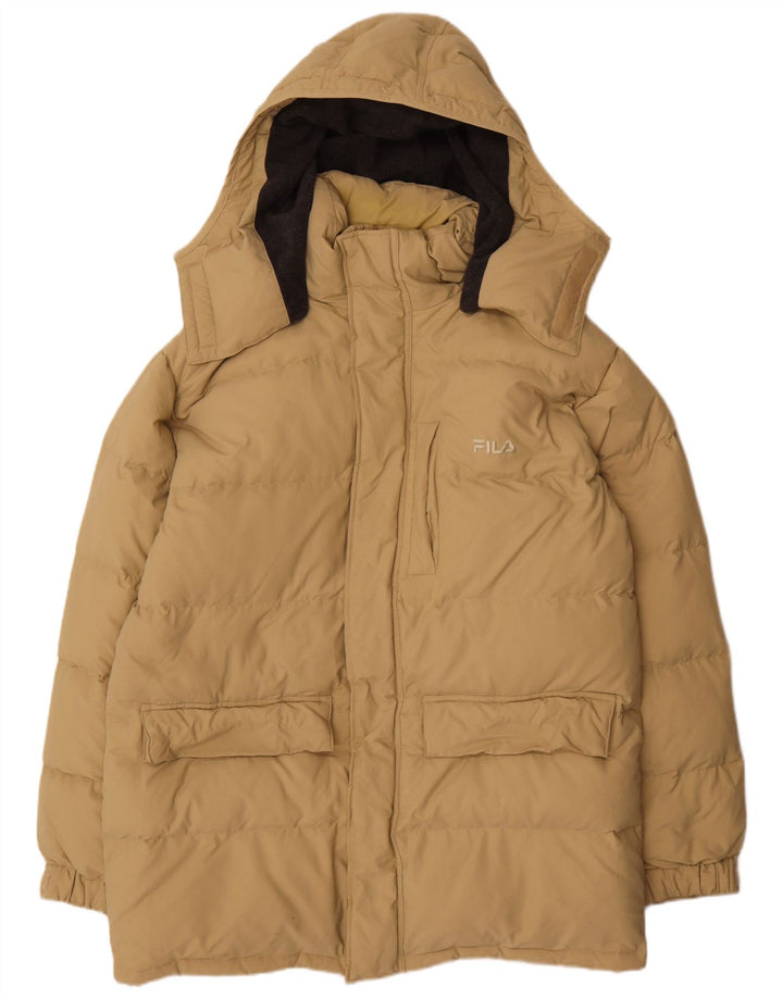 Fila Abrigo acolchado con capucha para hombre UK 40 Large Beige Poliamida