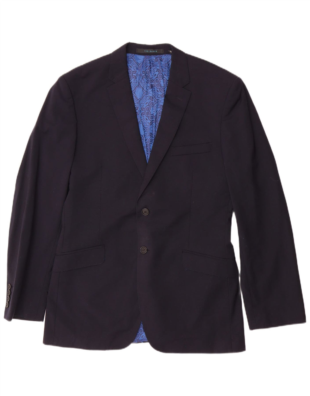 Ted Baker Chaqueta Blazer de 2 Botones para Hombre US 40 Grande Lana Azul Marino