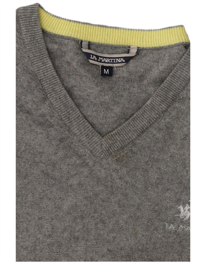 Jersey Con Cuello De Pico La Martina Hombre Gris Medio Algodón