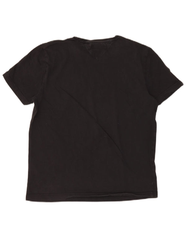 Tommy Hilfiger Camiseta gráfica para hombre Top grande de algodón negro