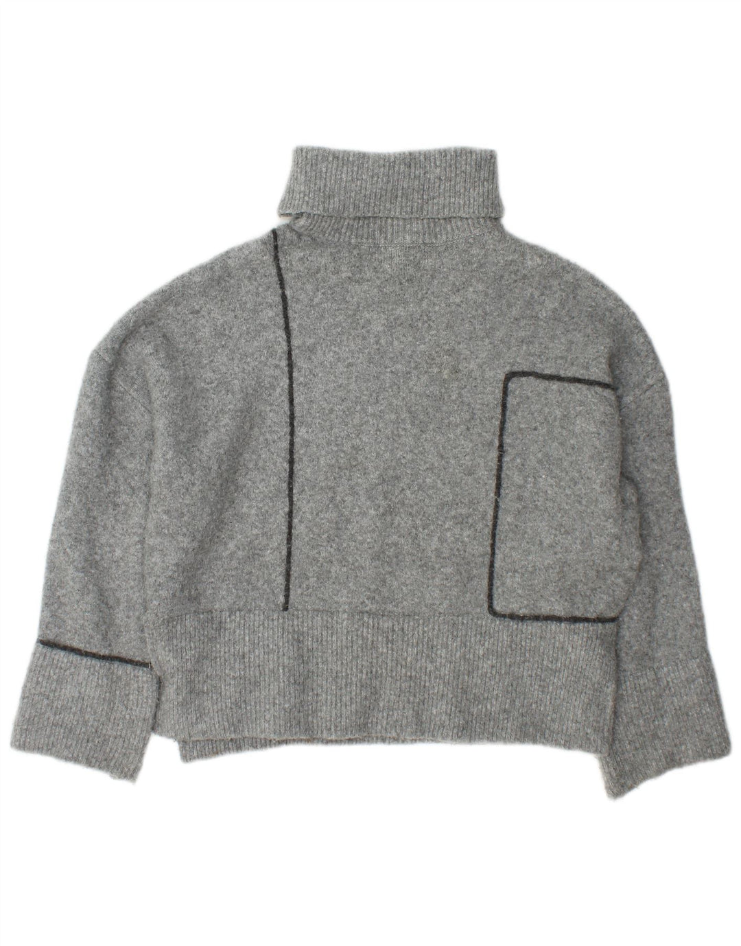 Zara Mujer Oversize Roll Neck Jumper Sweater UK 10 Small Gris Acrílico
