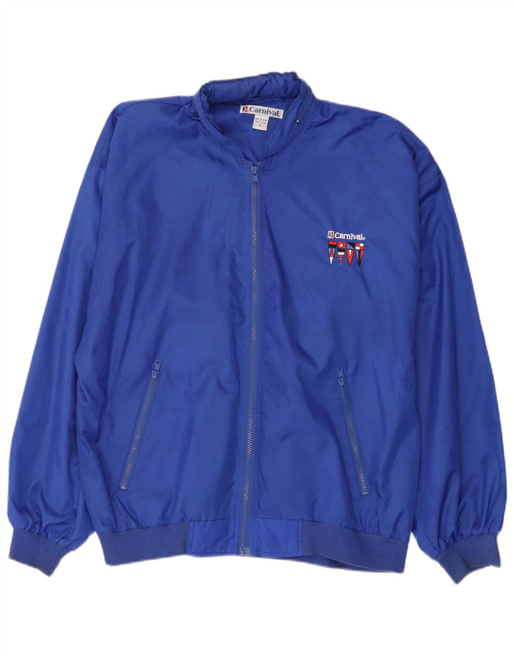 Vintage hombres con capucha chaqueta bomber Reino Unido 38 nailon azul medio