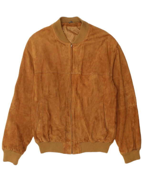 Vintage hombres ante bomber chaqueta IT 54 2XL cuero marrón