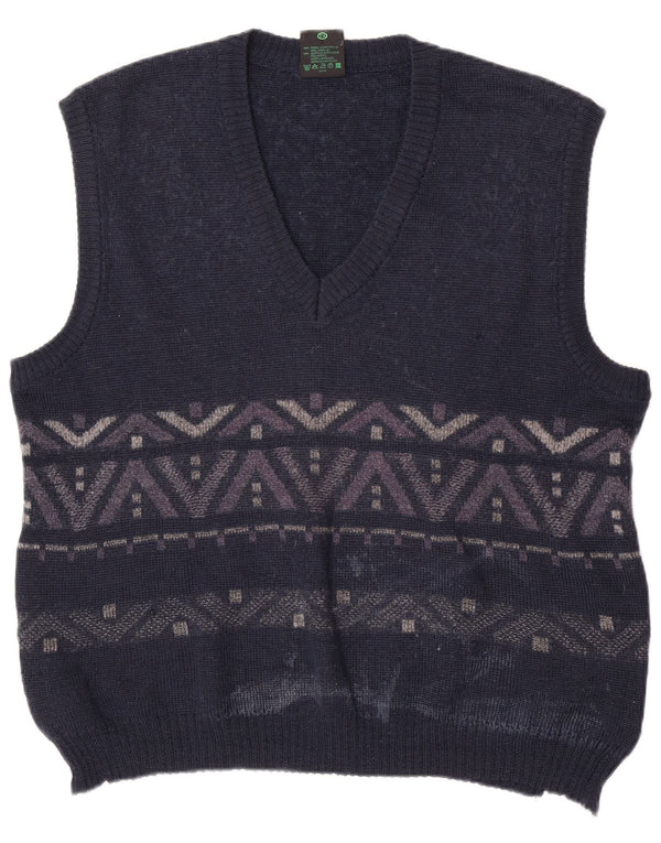 C&A Mens Westbury Vest Tank Top XL Azul Marino Lana Geométrica