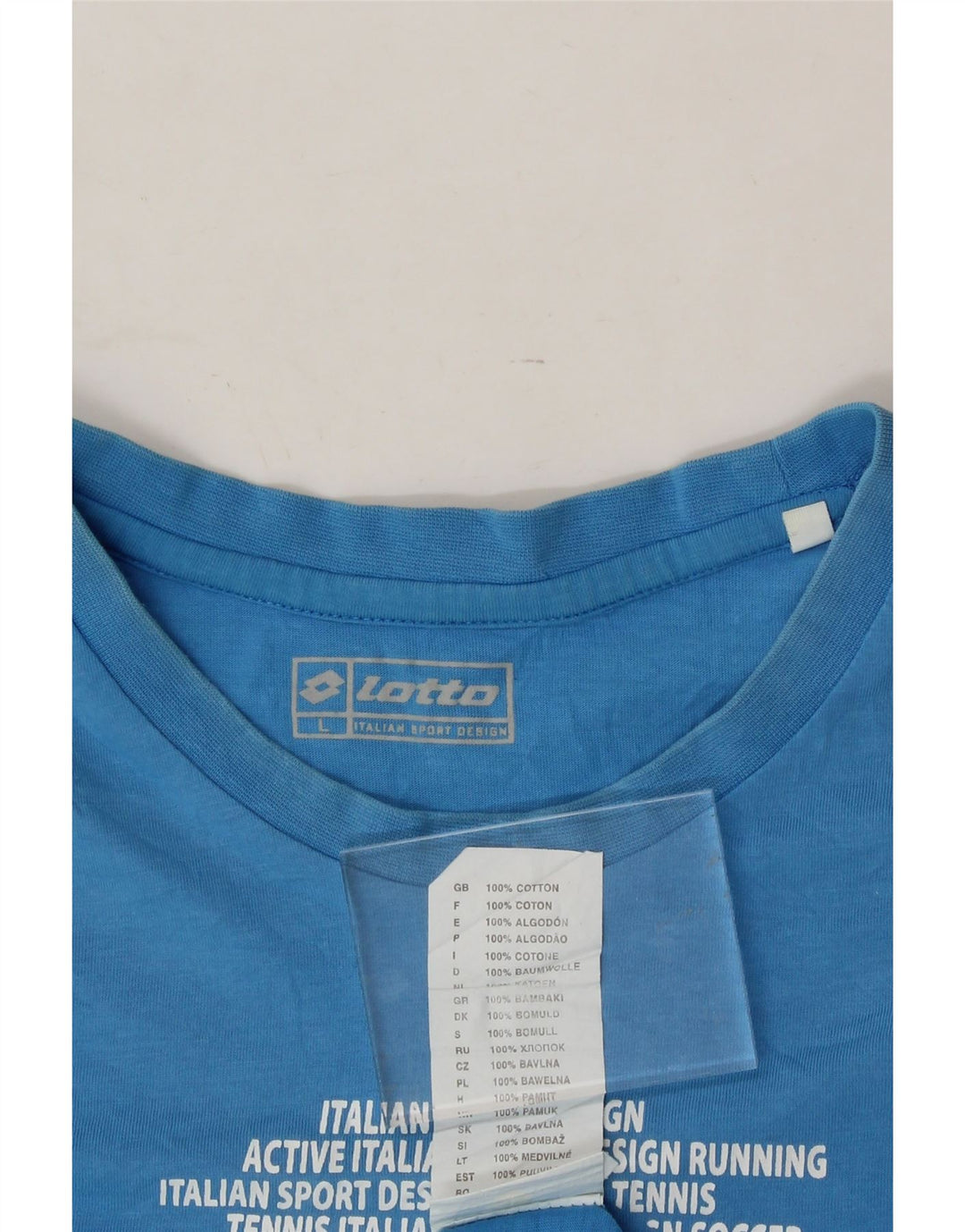 LOTTO Mens Graphic T-Shirt Top Large Blue Cotton Vintage Lotto and Second-Hand Lotto from Messina Hembry 