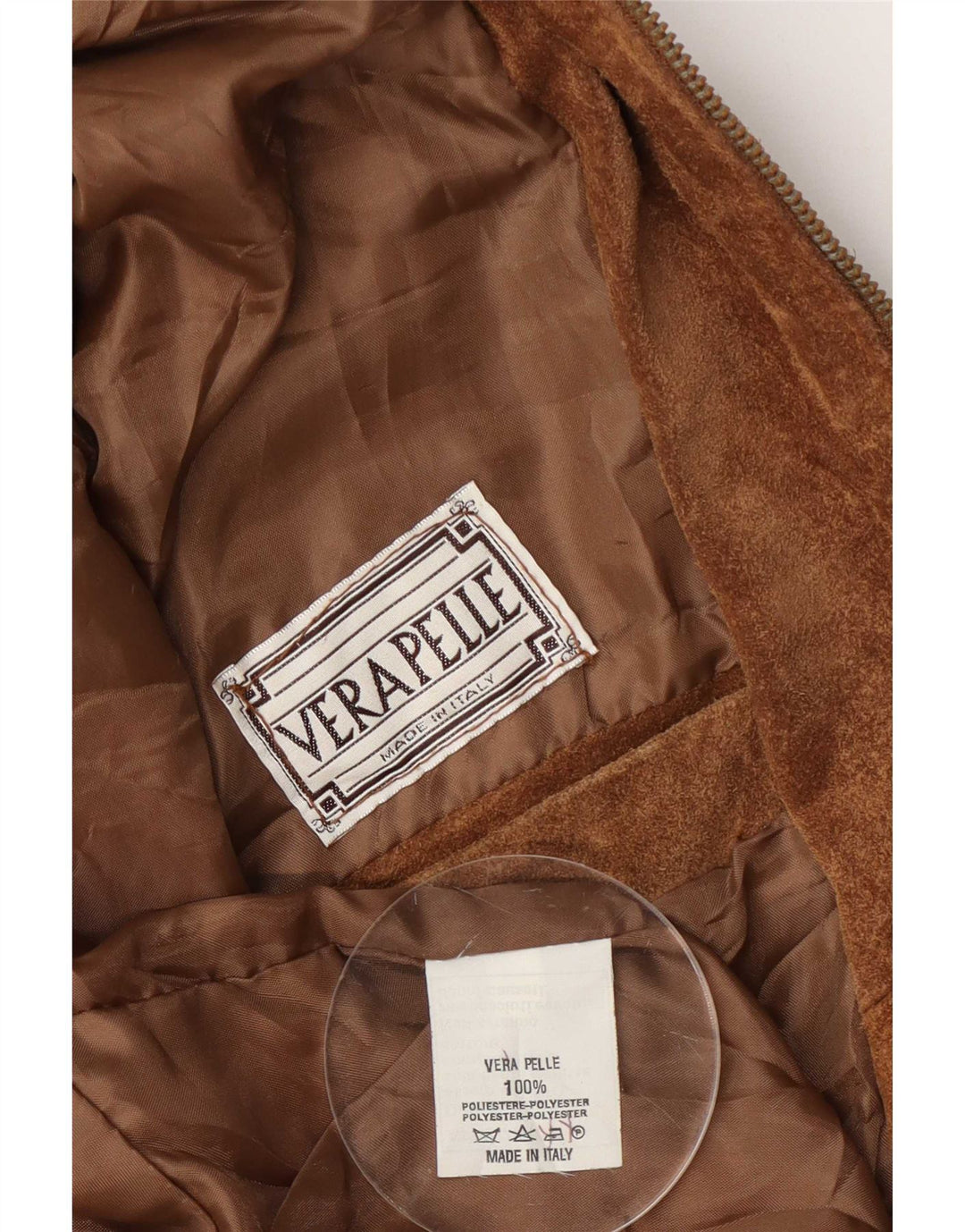 Chaqueta de ante vintage para hombre IT 48 cuero marrón medio