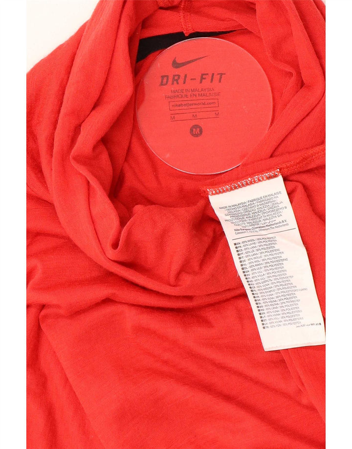 Camiseta Nike Dri Fit para hombre de manga larga de lana roja mediana