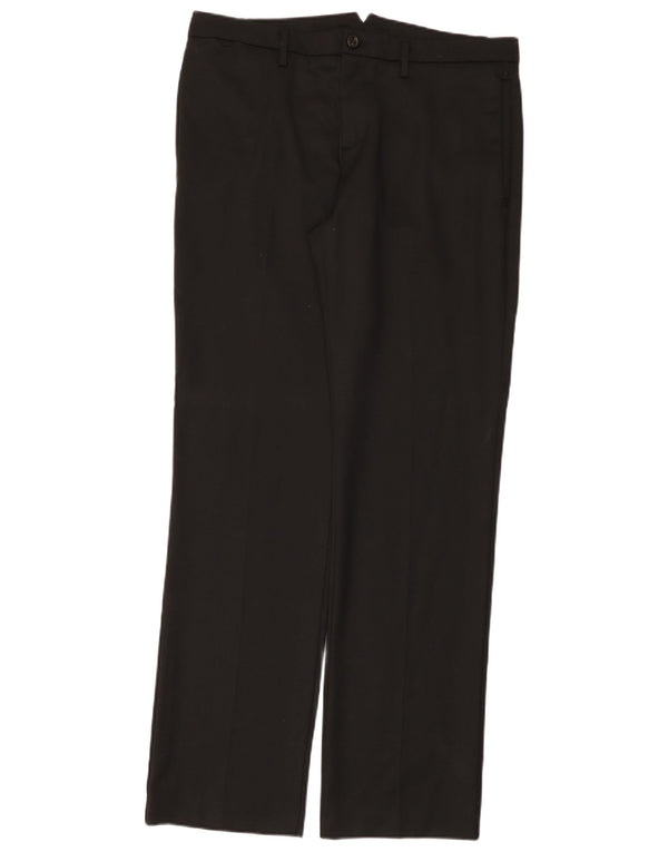 Benetton Pantalón Casual Recto Hombre IT 50 Large W36 L35 Negro Poliéster