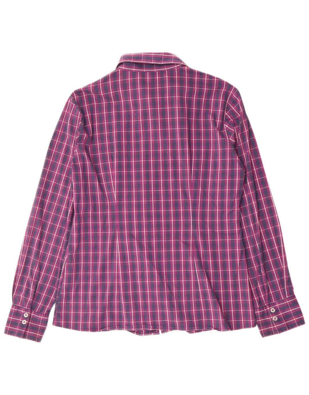 BENETTON Camisa de mujer UK 46 Grande Púrpura Cuadros Algodón