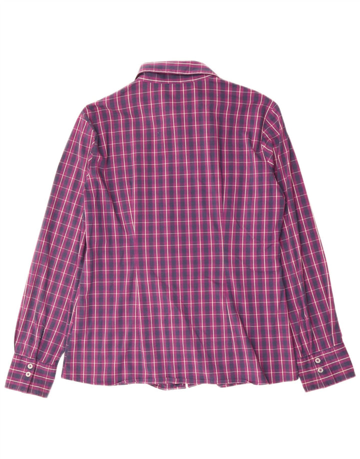 BENETTON Camisa de mujer UK 46 Grande Púrpura Cuadros Algodón