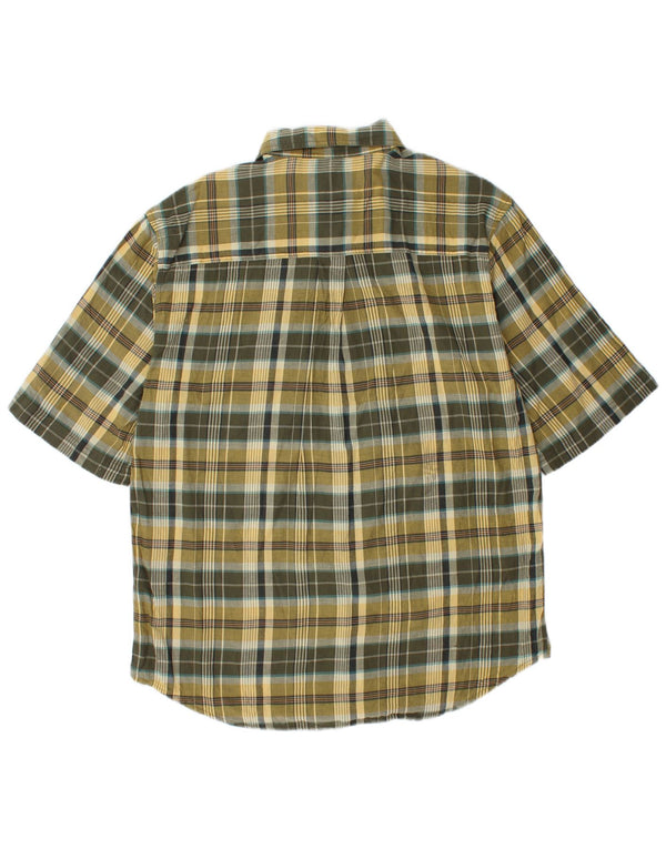 Woolrich Hombre Camisa De Manga Corta De Algodón A Cuadros Caqui Medio